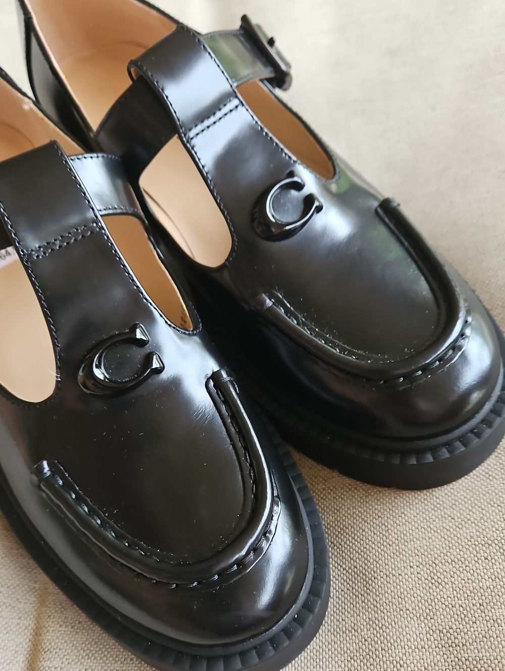 Coach LIV Mary Jane Black Platform Shoes Chunky Heel Padded Footbed Size 6 - Picture 2 of 11